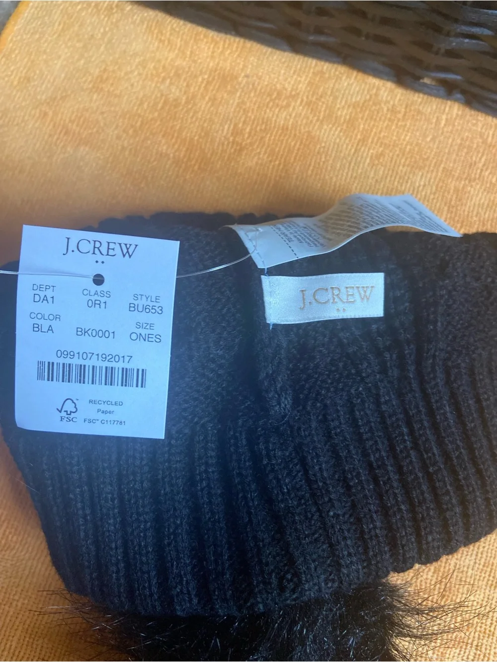Black Knit Pom Beanie Hat